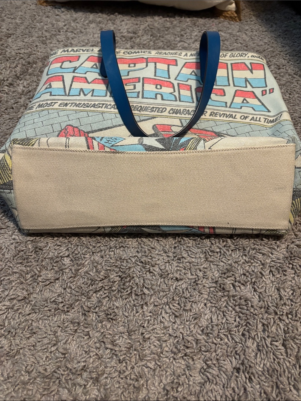 Coach Captain America Marvel Canvas Tote in Red, Blue, Cream - Picture 6 of 6